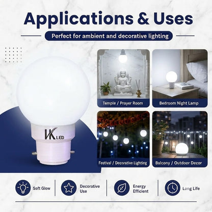 VK LED 0.5W Night Bulb | B22 Decorative LED Bulb | 6 Colours | Pack of 36