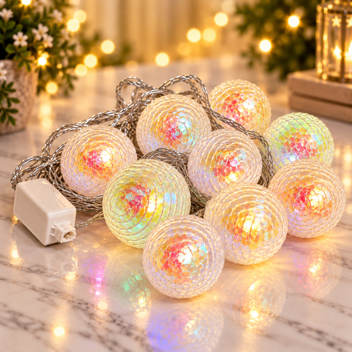 VK LED Curtain Ball Decorative String Light | RGB Multicolour | 5 Meter