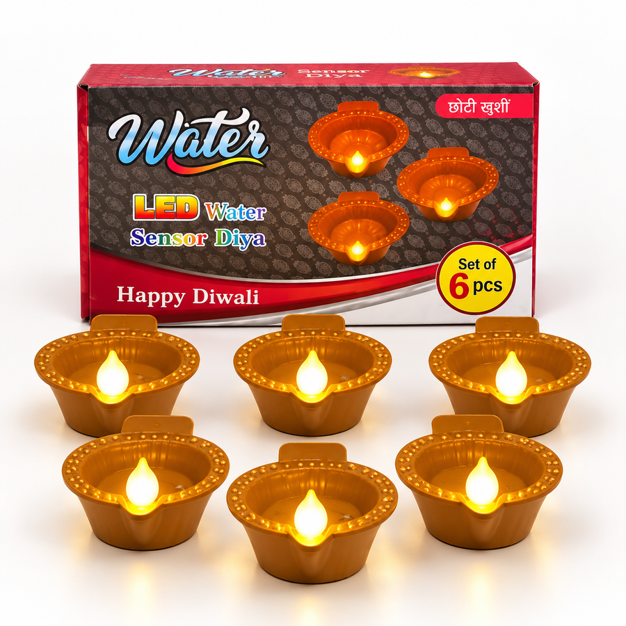 VK LED Water Sensor Diya | Warm White LED Decorative Diya | Pack of 4 PCS