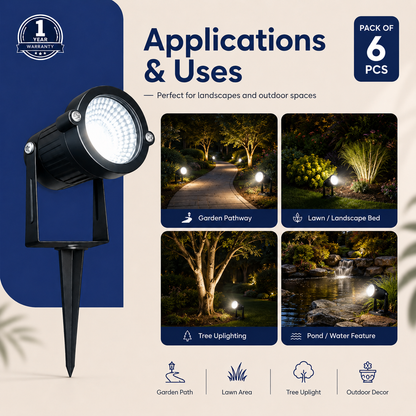 VK LED Spot & Spike Garden Light | 9W, 12W & 15W | Outdoor Landscape Light | White & Warm White