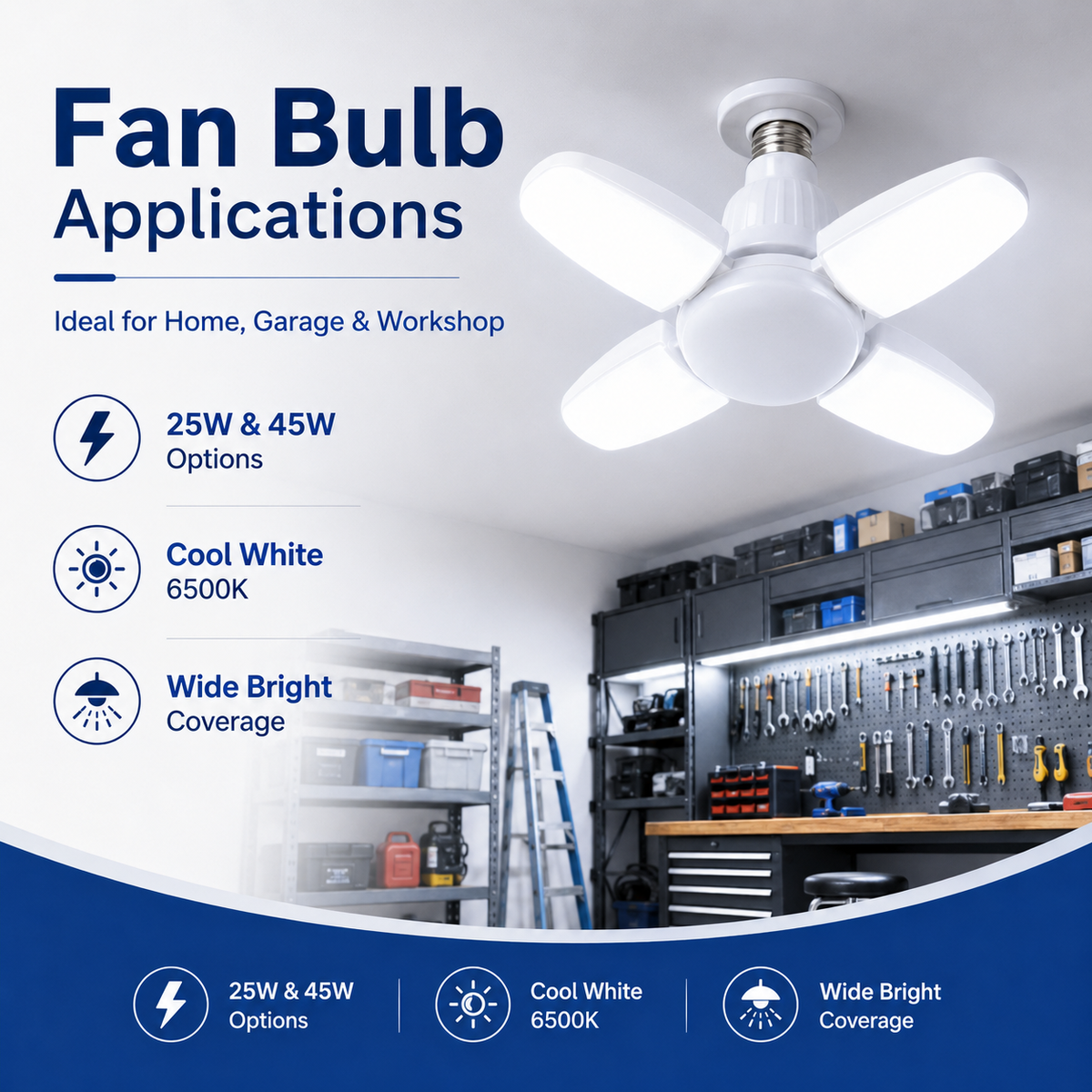 VK LED Fan Bulb | 25W & 45W | Cool White 6500K | Multi-Wing LED Bulb | Pack of 6