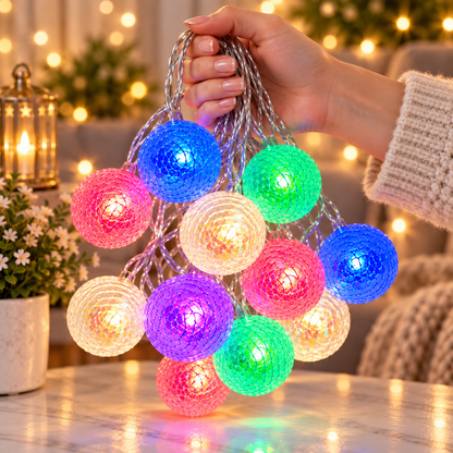 VK LED Curtain Ball Decorative String Light | RGB Multicolour | 5 Meter