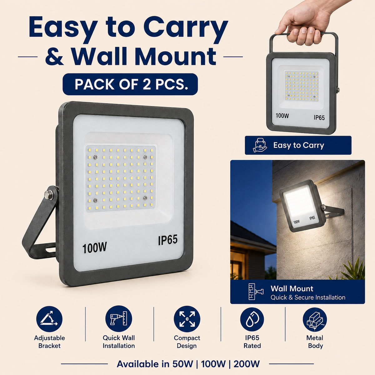 VK LED Flood Light (GM) | 50W, 100W & 200W | Outdoor LED Flood Light | 6500K