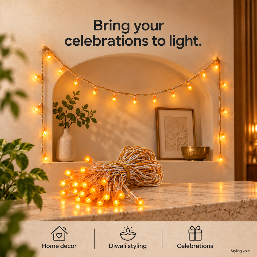 LED Capsule String Lights for Diwali & Home Decoration | 5 Colour Options
