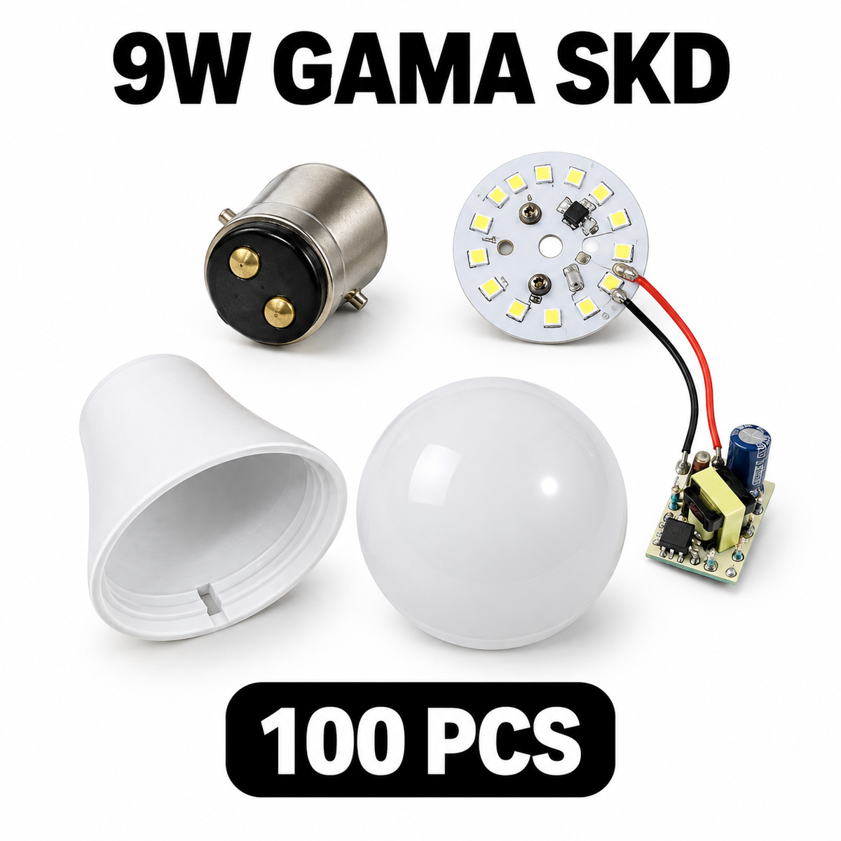 VK LED Mega Kit | 9W DOB Raw Material 400 Pcs + 9W Gama SKD 100 Pcs + Inverter + Tools + Megaphone + Gift