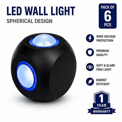 VK LED 4 Way Outdoor Wall Light | 4W | Pack of 6 | Warm White 3000K, Blue, Green & Red