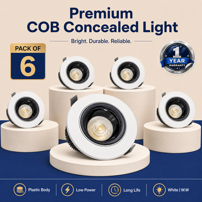 VK LED COB Concealed Light | 9W, 12W & 15W | White & Warm White | Recessed Ceiling Spotlight