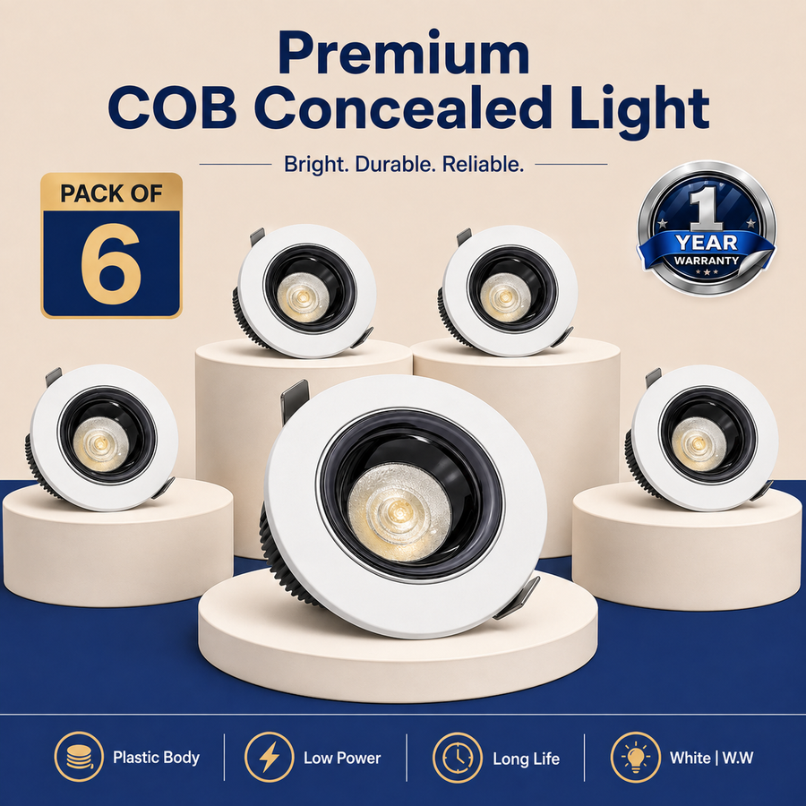 VK LED COB Concealed Light | 9W, 12W & 15W | White & Warm White | Recessed Ceiling Spotlight