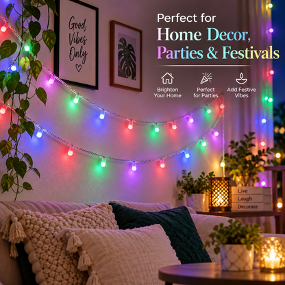 VK LED 8 mm Multi Fairy Light | RGB Multicolour | 10 × 12 ft | Pack of 4 PCS