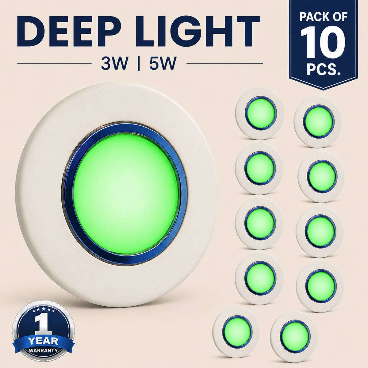 VK LED Deep Light | 3W & 5W | Pack of 10 PCS | Multiple Colour Options | 1 Year Warranty