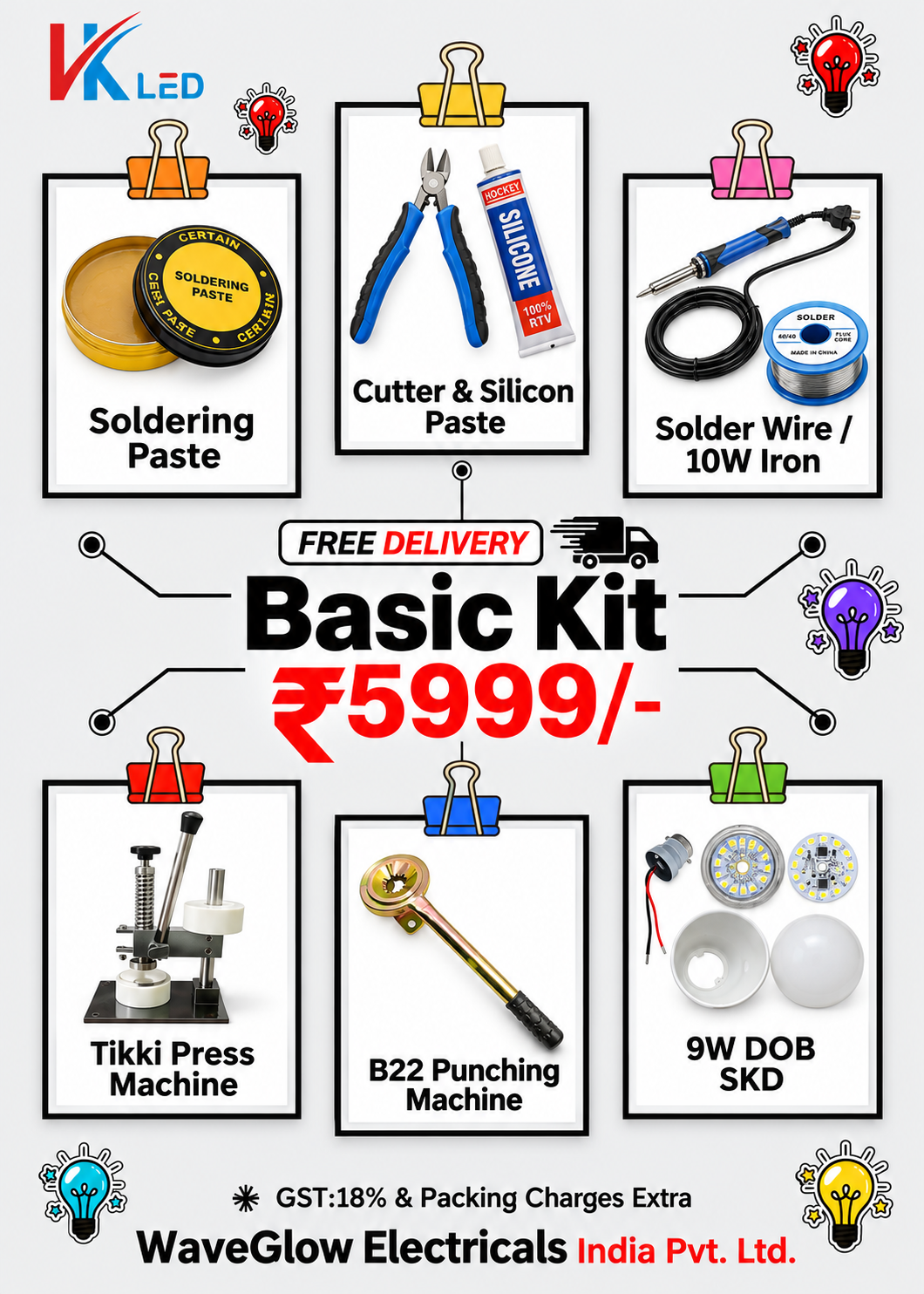 VK LED Basic Kit | LED Making & Repairing Starter Kit | Complete Tool Set for Business & DIY