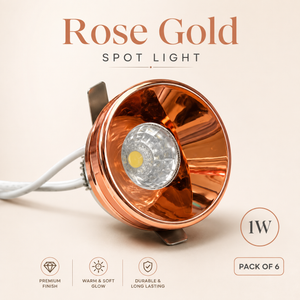 VK LED Rose Gold Spot Light (Makkhe) | 1W, 3W | White & Warm White | Pack of 6