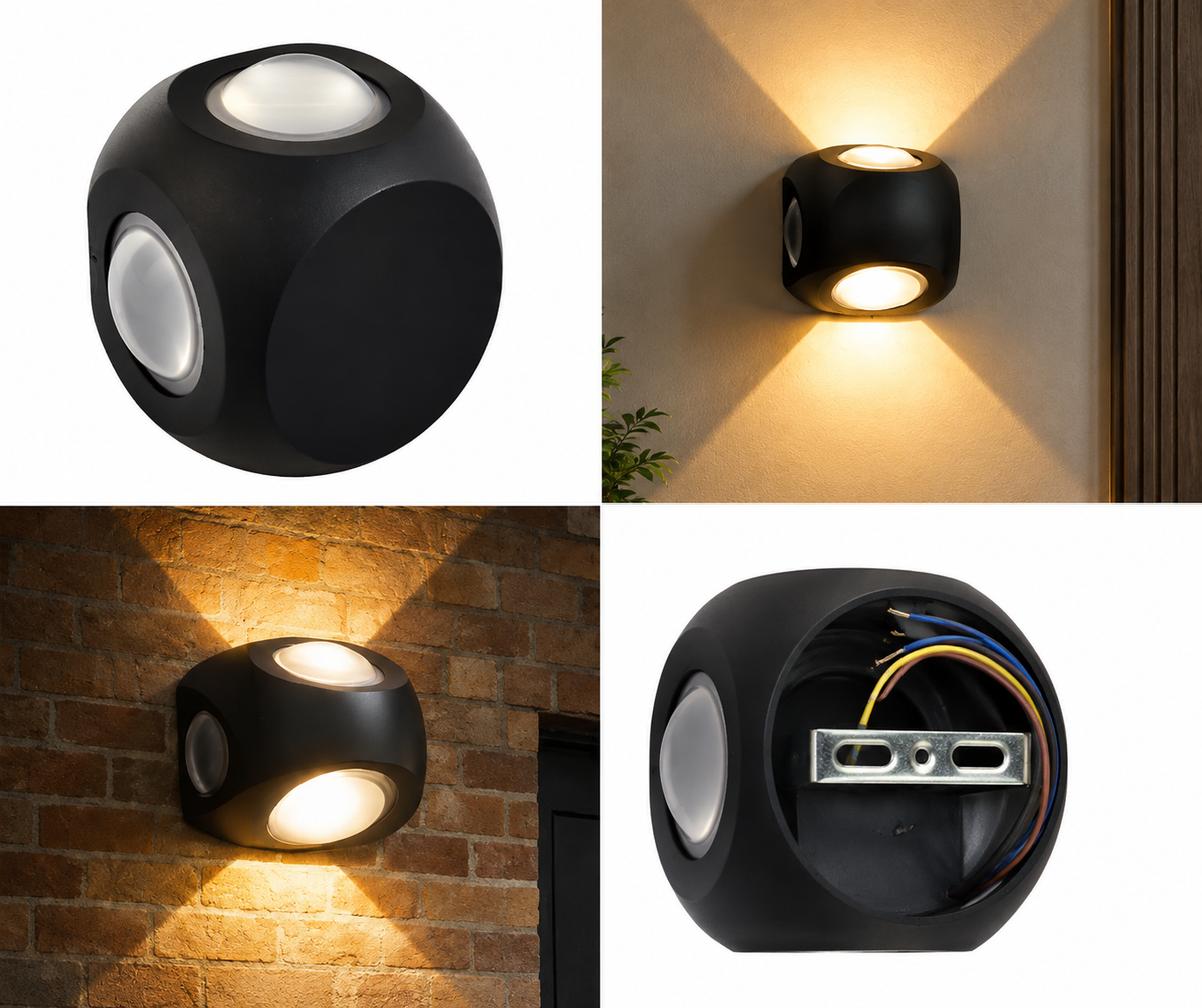 VK LED 4 Way Outdoor Wall Light | 4W | Pack of 6 | Warm White 3000K, Blue, Green & Red