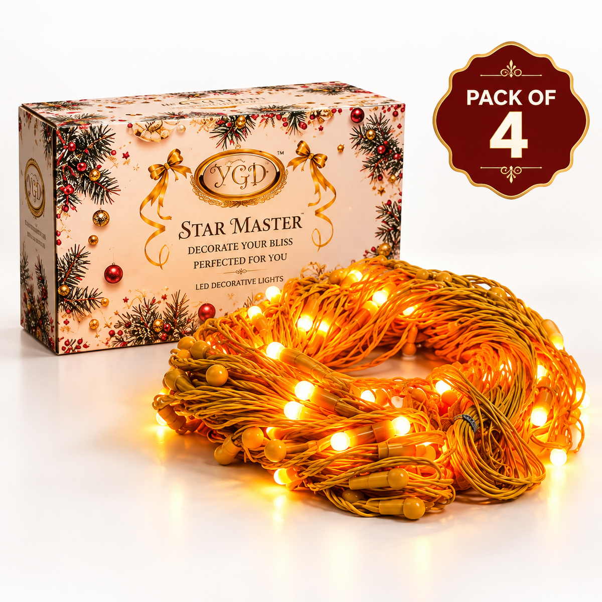 VK LED Bhagwa Fairy Light | Saffron/Orange Decorative Light | 10 × 12 ft