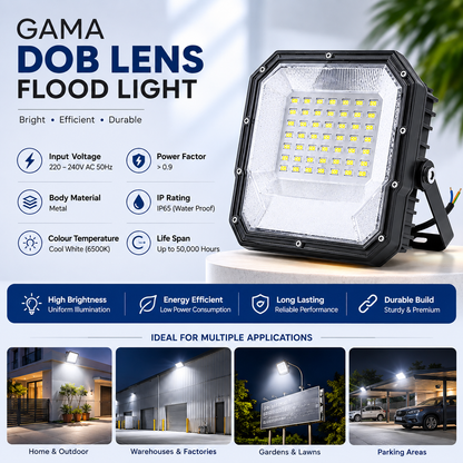 VK LED Gama DOB Lens Flood Light | 50W & 100W | Cool White 6500K | Pack of 2