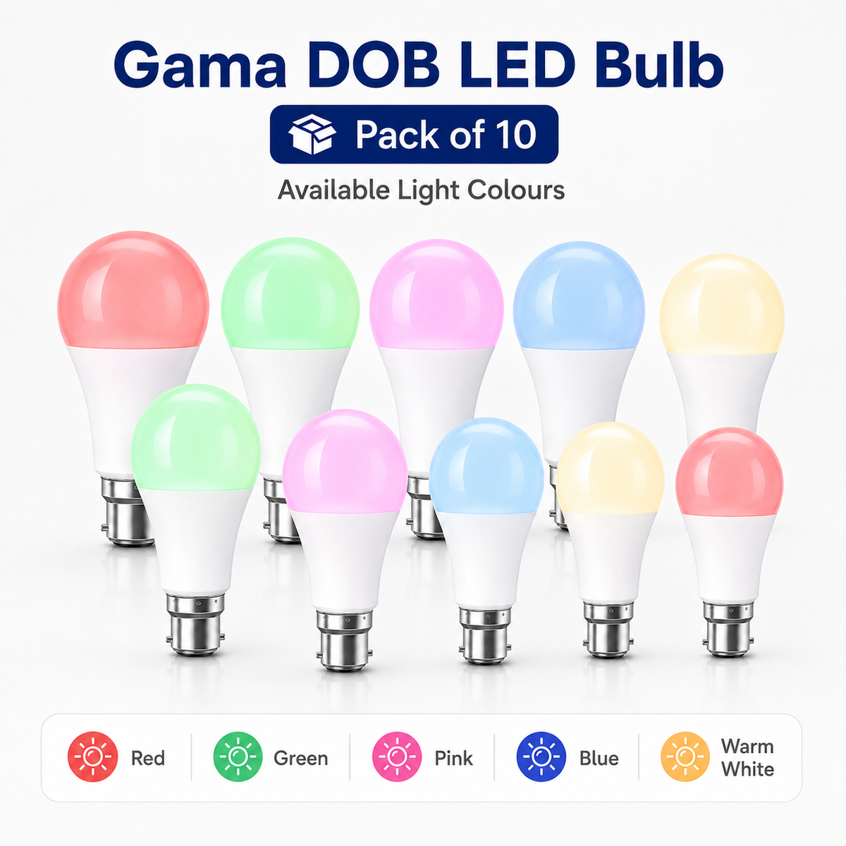 VK LED DOB LED Bulb | 5W, 7W & 9W | Cool White 6500K | B22 Base | Pack of 10 | Non Warranty