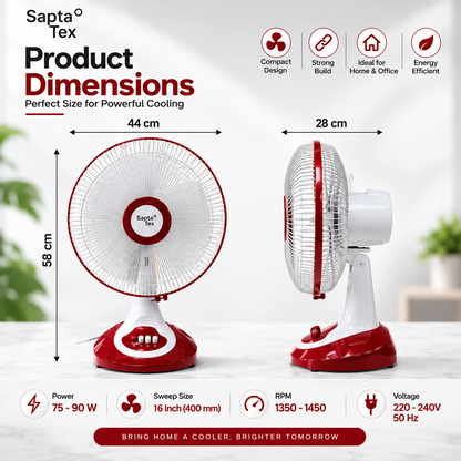 Title: 16 Inch Table Fan | 3 Blades | 75-90W | 1350-1450 RPM | Pack of 2