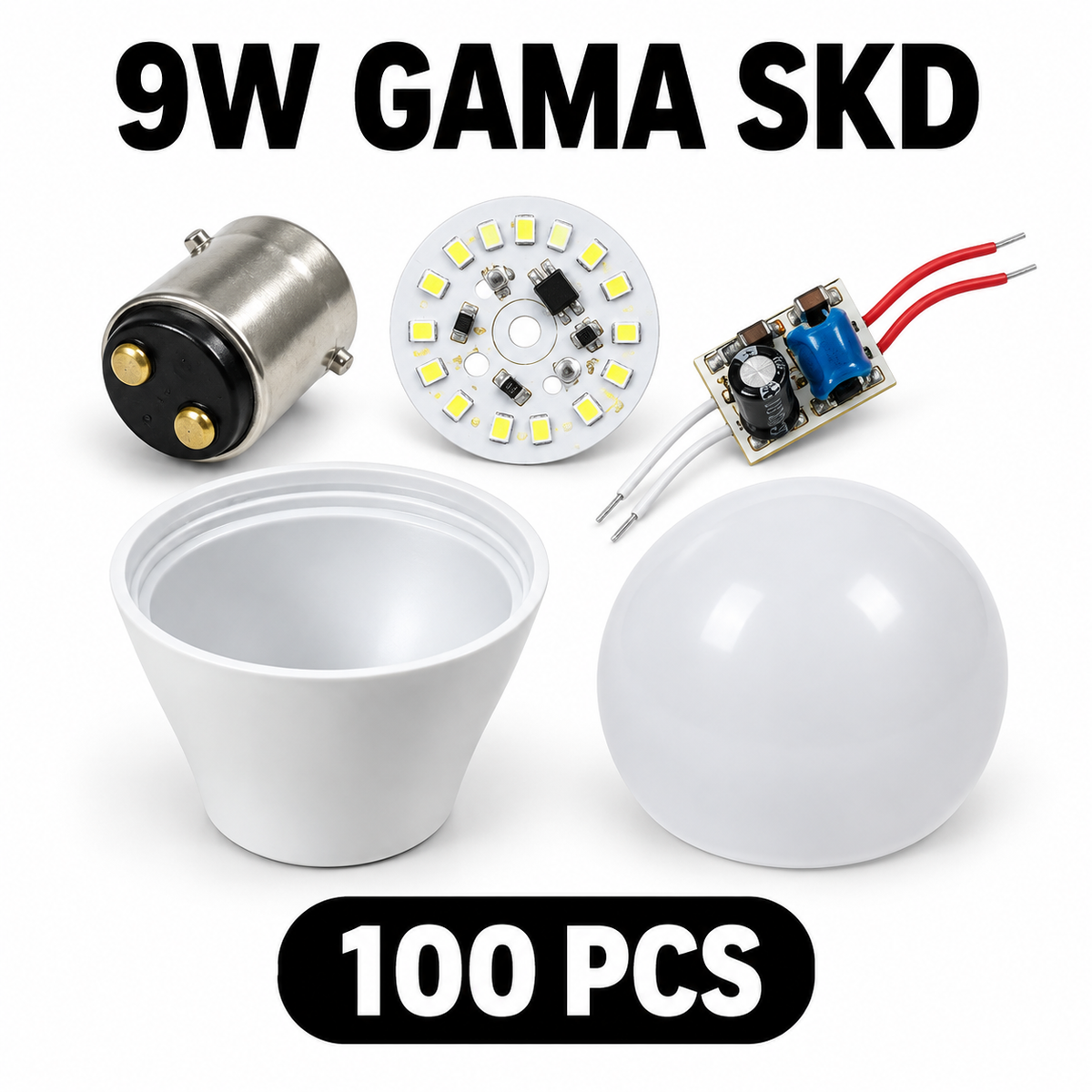 VK LED Mega Kit | 400 Pcs 9W DOB Raw Material + 100 Pcs 9W Gama SKD | Inverter + Megaphone + Tools + Gift