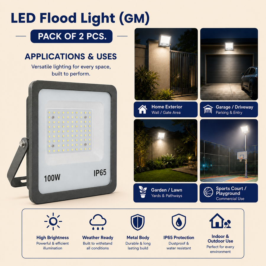 VK LED Flood Light (GM) | 50W, 100W & 200W | Outdoor LED Flood Light | 6500K