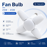 VK LED Fan Bulb | 25W & 45W | Cool White 6500K | Multi-Wing LED Bulb | Pack of 6