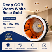 VK LED Deep COB Rose Gold Light | 9W, 12W & 15W | White & Warm White | Recessed Ceiling Spotlight