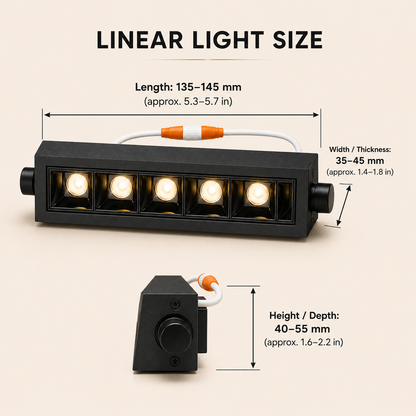 VK LED Linear Light | 10W Warm White | Black Metal Body | Pack of 6