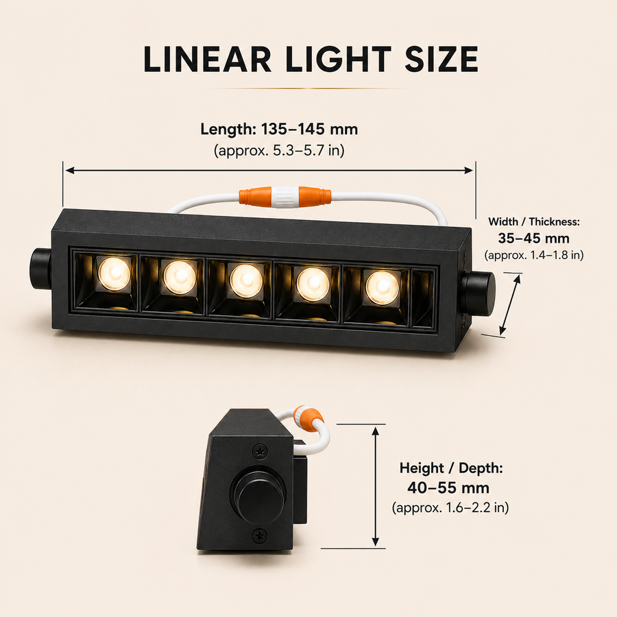 VK LED Linear Light | 10W Warm White | Black Metal Body | Pack of 6