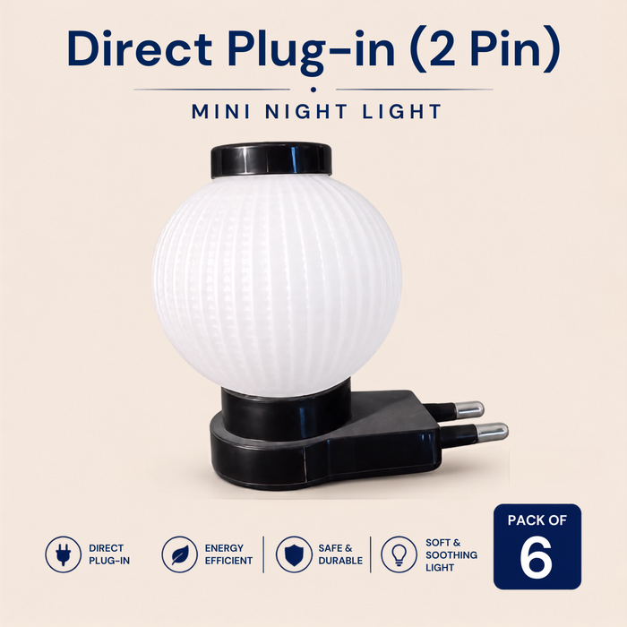 VK LED 0.5W Direct Plug-in Night Light | 2 Pin Decorative LED Lamp | 6 Colours | Pack of 6