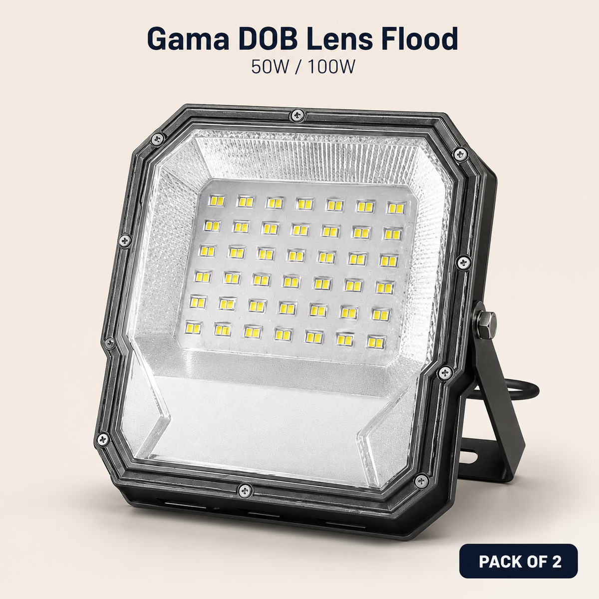 VK LED Gama DOB Lens Flood Light | 50W & 100W | Cool White 6500K | Pack of 2
