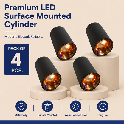 VK LED Surface Mounted Cylinder Light | 7W & 12W | Ceiling Spotlight | Warm White 3000K