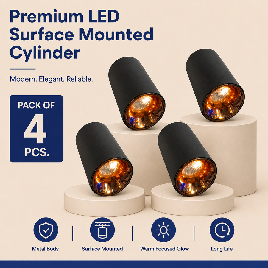 VK LED Surface Mounted Cylinder Light | 7W & 12W | Ceiling Spotlight | Warm White 3000K