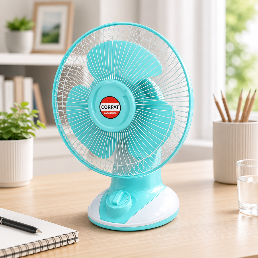 12 Inch Table Fan | 3 Plastic Blades | 70-90W | 1400-1500 RPM | Pack of 2