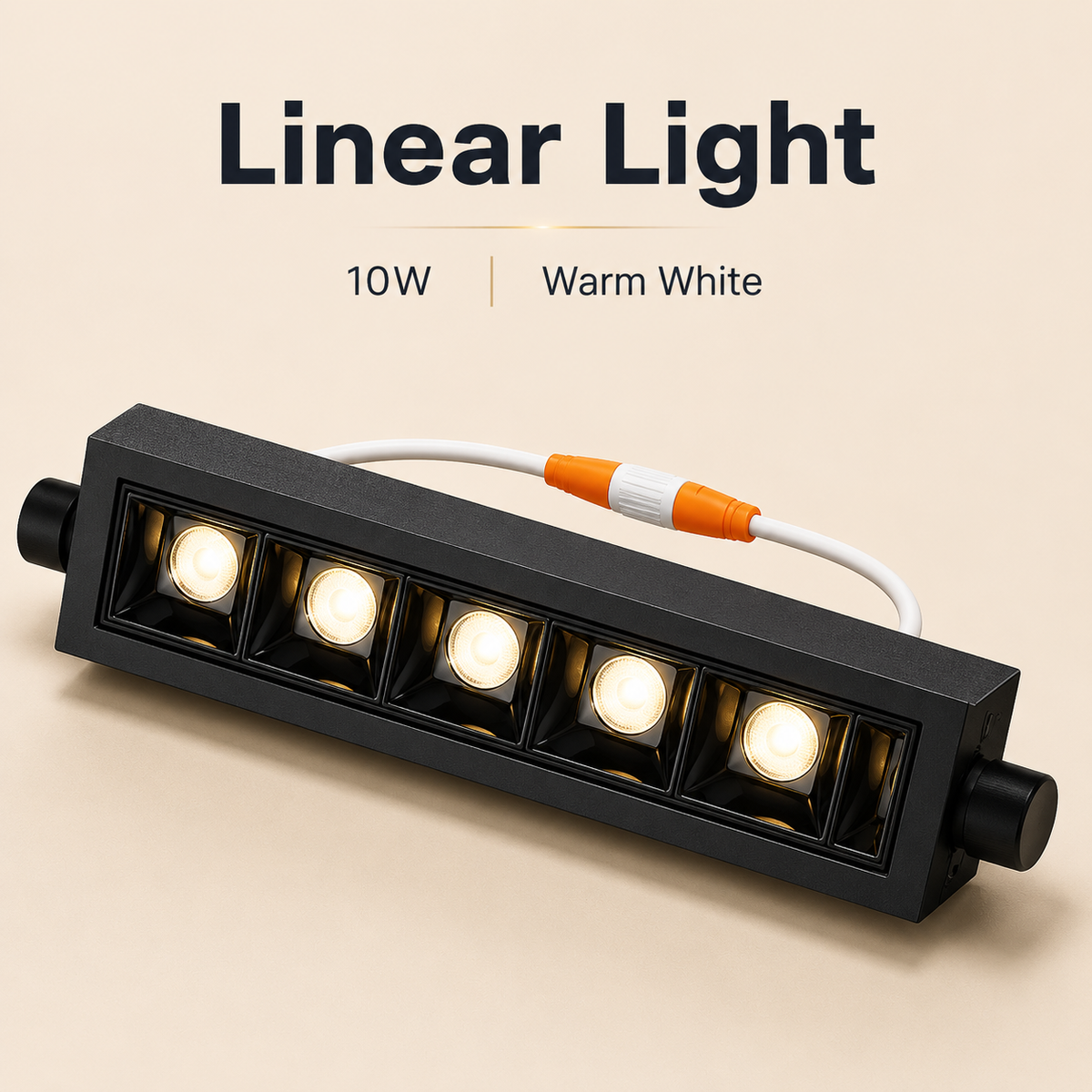 VK LED Linear Light | 10W Warm White | Black Metal Body | Pack of 6