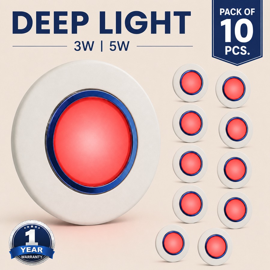 VK LED Deep Light | 3W & 5W | Pack of 10 PCS | Multiple Colour Options | 1 Year Warranty
