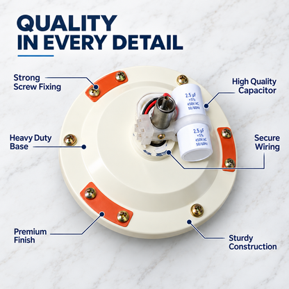 Ceiling Fan Motor Unit & Spare Parts Set | Premium Fan Blade | Capacitor & Wiring | Ivory Finish