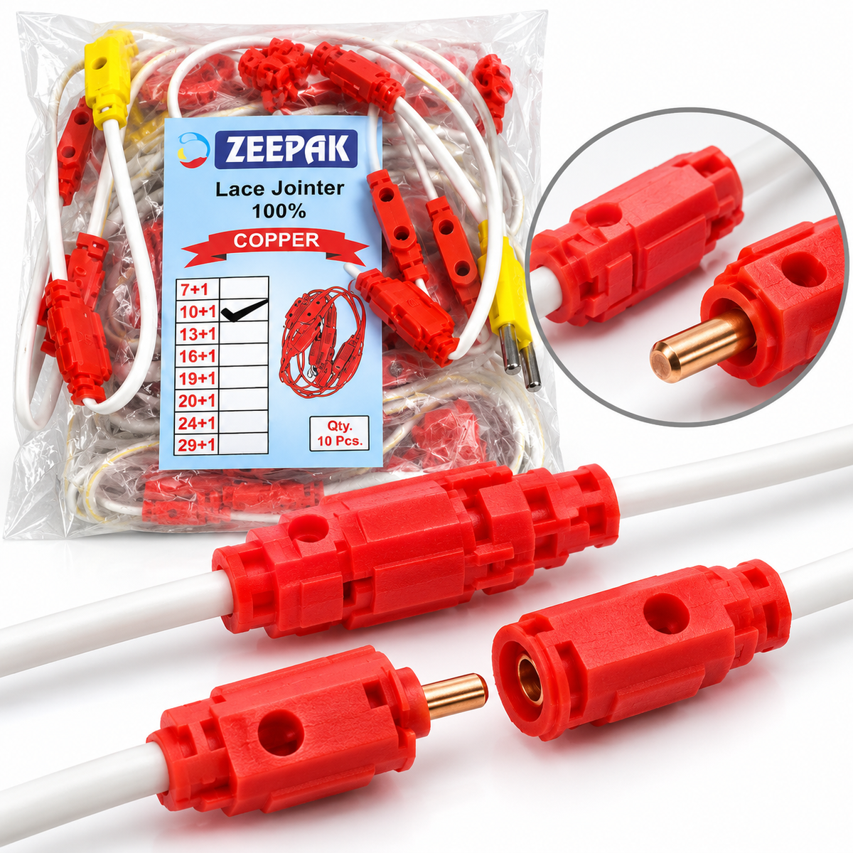 ZEEPAK Lace Jointer 10+1 | 100% Copper Lighting Connector | Heavy Duty LED Light Jointer