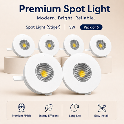 VK LED 3W Spot Light (Stiger) | White & Warm White | Recessed Ceiling Light | Pack of 6