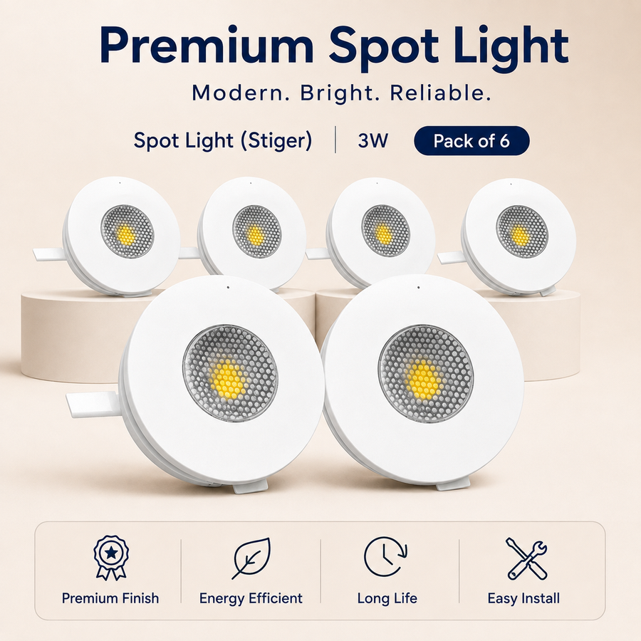 VK LED 3W Spot Light (Stiger) | White & Warm White | Recessed Ceiling Light | Pack of 6