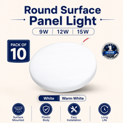 VK LED Round Surface Panel Light | 8W & 15W | Warm White 3000K & Cool White 6500K | Pack of 10