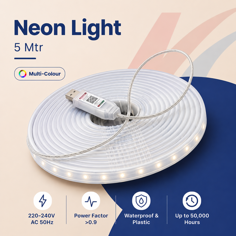 VK LED Neon Light 5 Meter | RGB Multicolour | Waterproof Decorative Strip Light with Remote