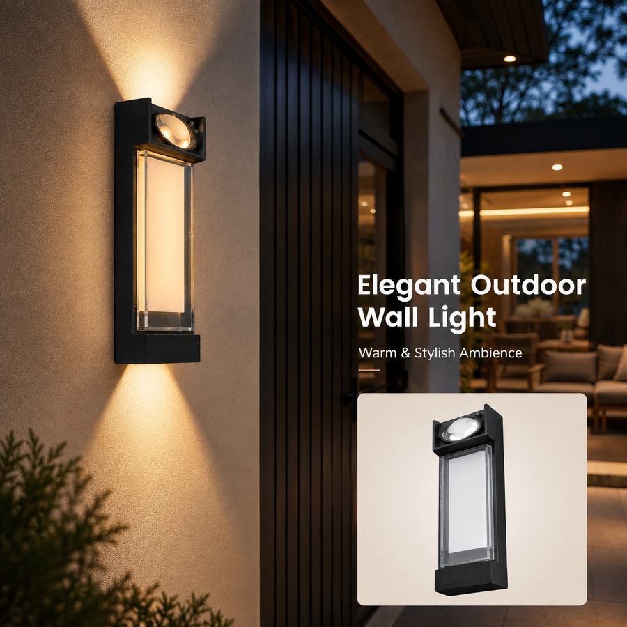 VK LED 2+1 Way Wall Light | 9W Warm White | Outdoor Decorative Wall Lamp | Pack of 6