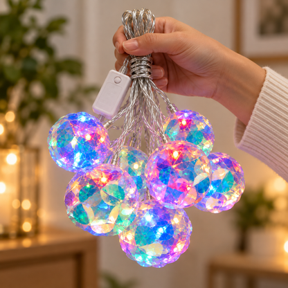 VK LED Fiber Ball Decorative String Light | RGB Multicolour | 5 Meter