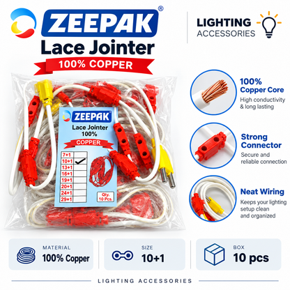 ZEEPAK Lace Jointer 10+1 | 100% Copper Lighting Connector | Heavy Duty LED Light Jointer