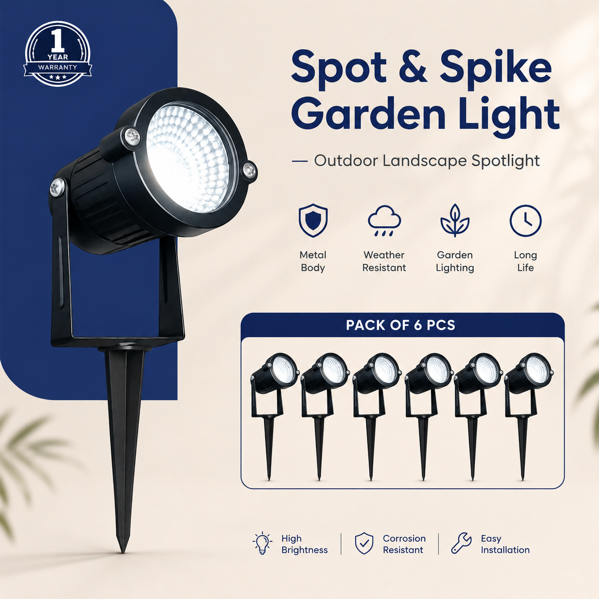 VK LED Spot & Spike Garden Light | 9W, 12W & 15W | Outdoor Landscape Light | White & Warm White