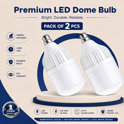 VK LED Dome Bulb | 26W, 30W, 40W, 50W & 60W | B22 LED Bulb | 6500K