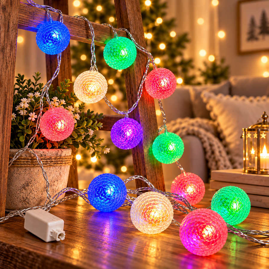 VK LED Curtain Ball Decorative String Light | RGB Multicolour | 5 Meter