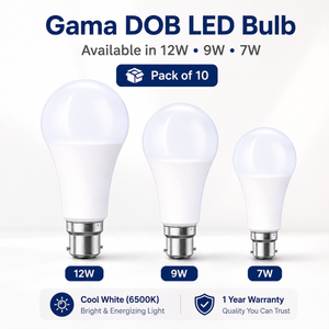 VK LED Gama DOB LED Bulb | 7W, 9W & 12W | Cool White 6500K | B22 Base | Pack of 10