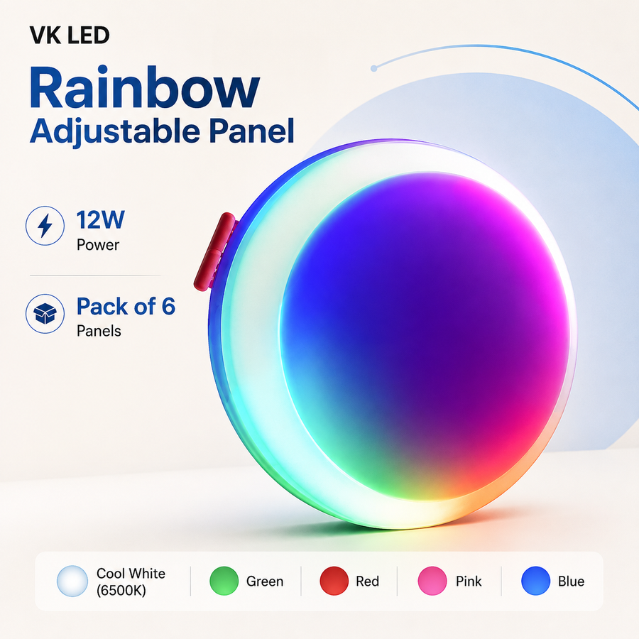12W Rainbow Adjustable LED Panel Light – Multi Colour Decorative Wall & Ambient Light