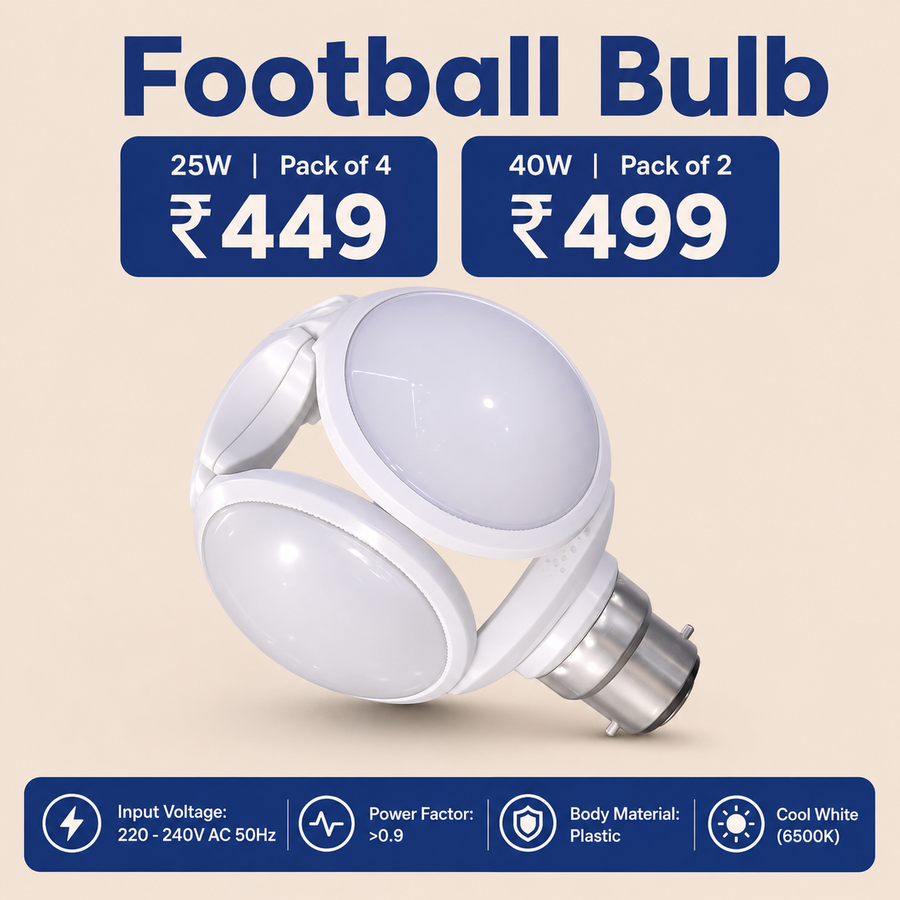 VK LED Football Bulb | 25W & 40W | B22 High Brightness LED Bulb | Cool White 6500K
