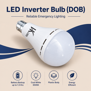 VK LED 12W Inverter Bulb (Gama) | B22 Rechargeable Emergency LED Bulb | Cool White 6500K | Pack of 4